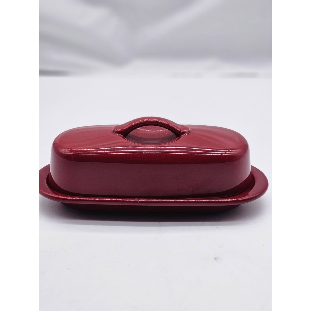 Chantal Butter Dish Unisex  Burgundy Good Stoneware Crazed 93-TVBD